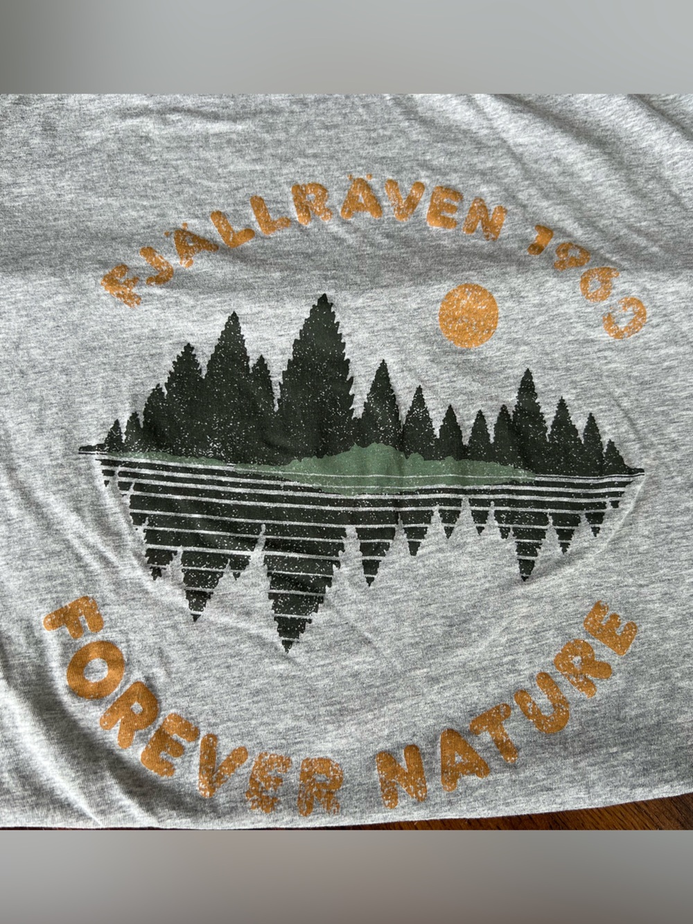 Fjallraven FOREST MIRROR T-SHIRT Men’s M Grey Melange Crew Neck Graphic Print
